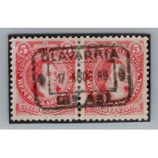 ARGENTINA 1889 PAREJA DE ESTAMPILLAS CON MATASELLO PLENO OLAVARRIA HERMOSA PIEZA !!!